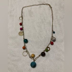 Gold Necklace with Multicolored Baubles
